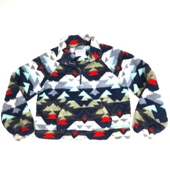 Aeropostale AERO Printed Sherpa Fleece Half-Zip Crop Pullover Womens Medium - Picture 2 of 13